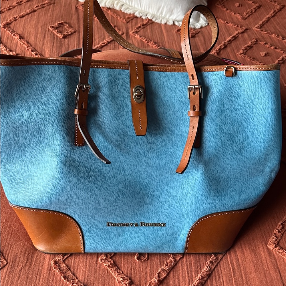 Dooney & Bourke Sky Blue and Tan Tote Bag